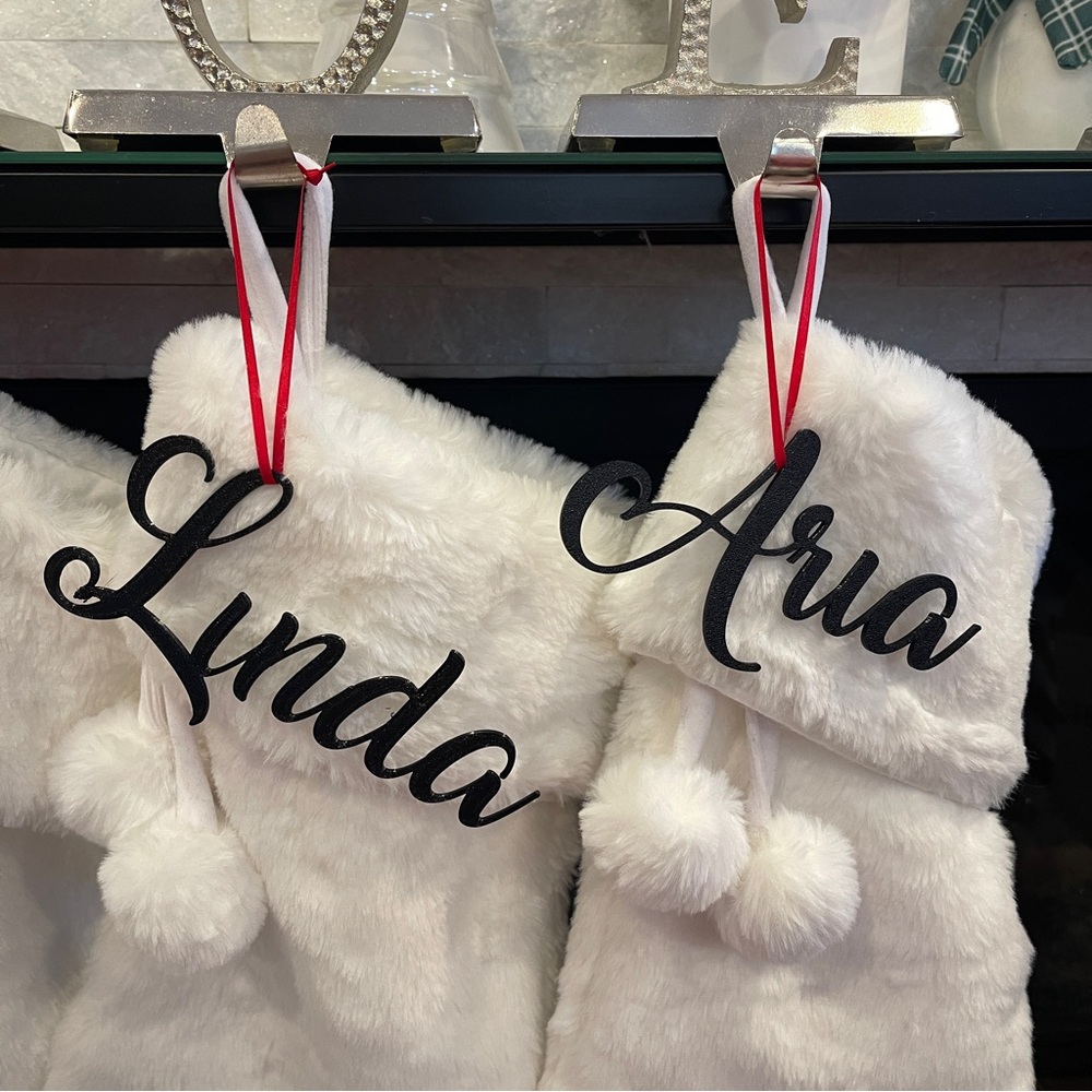 White Faux Fur Christmas Stockings